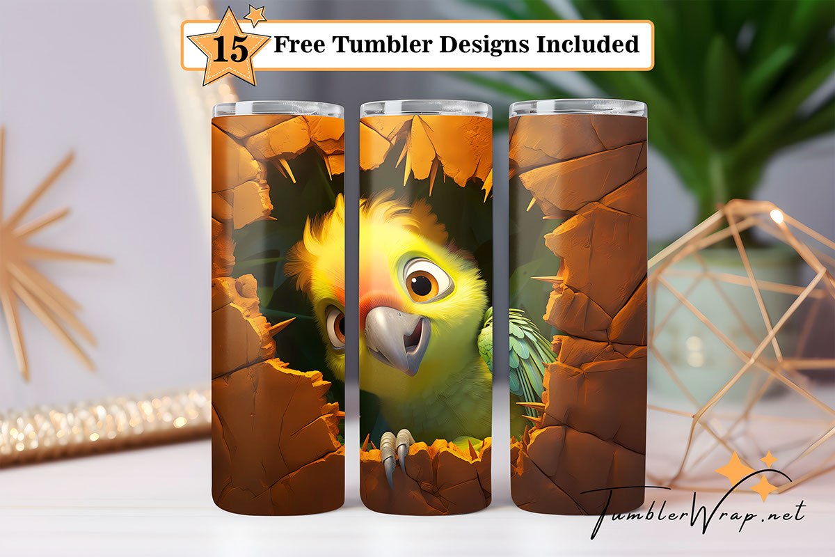 Free Cute And Friendly Parrot 20 Oz Skinny rendition image