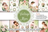 Vintage Mothers Day Rose Digital Paper