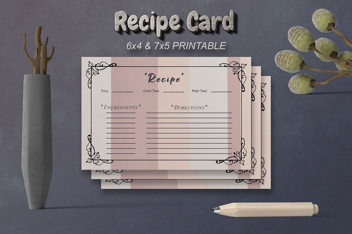 Free Recipe Card Printable Template V20 rendition image