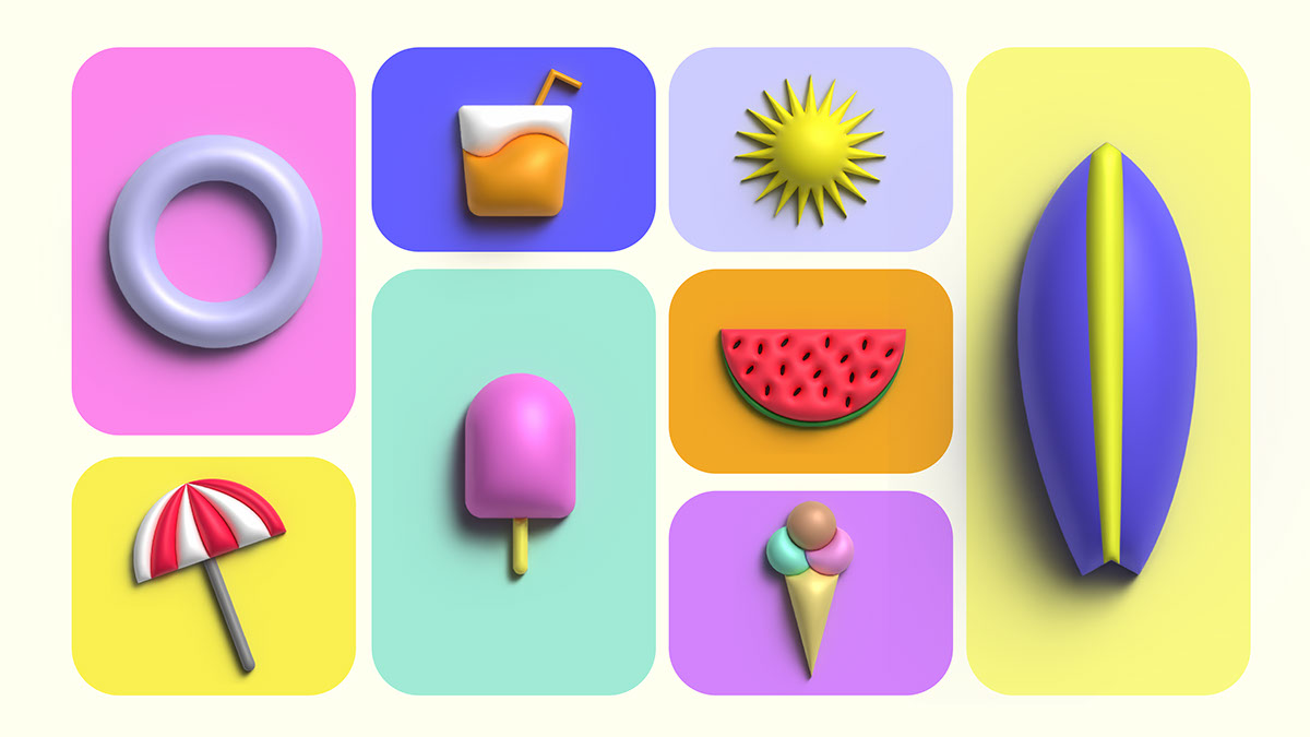 3D Icons Summer Edition rendition image