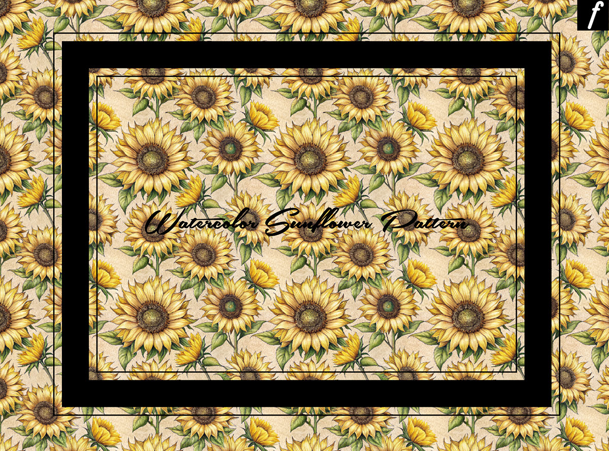 14 Watercolor Sunflower Pattern rendition image
