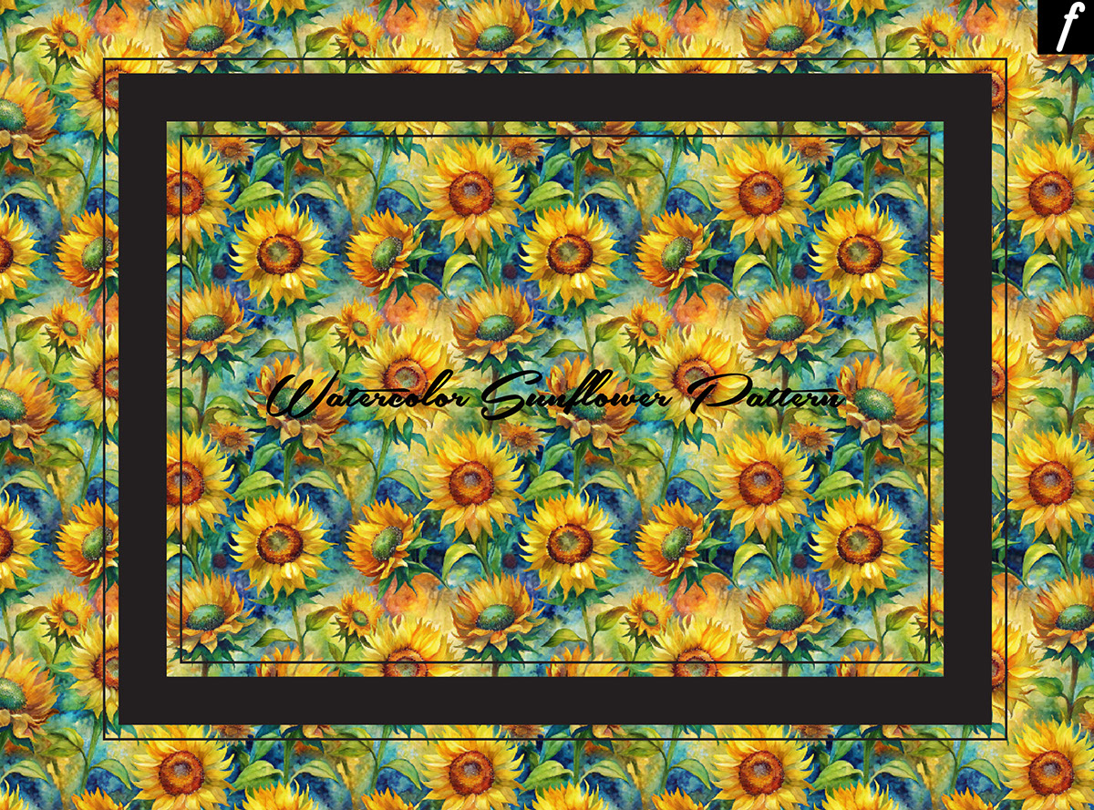 14 Watercolor Sunflower Pattern rendition image