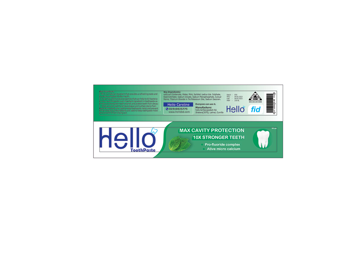 Hello Toothpaste Packaging rendition image