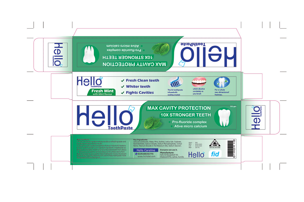 Hello Toothpaste Packaging rendition image