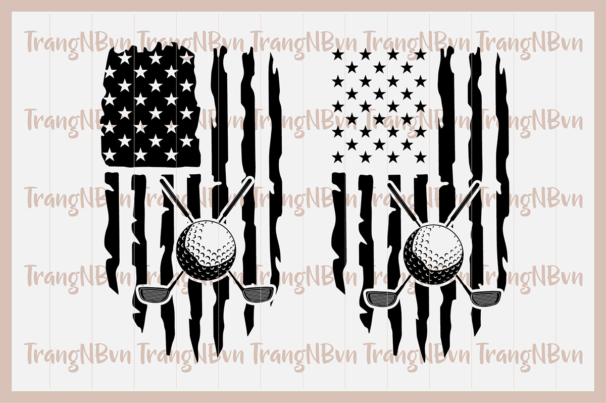 Distressed Golf American Flag rendition image
