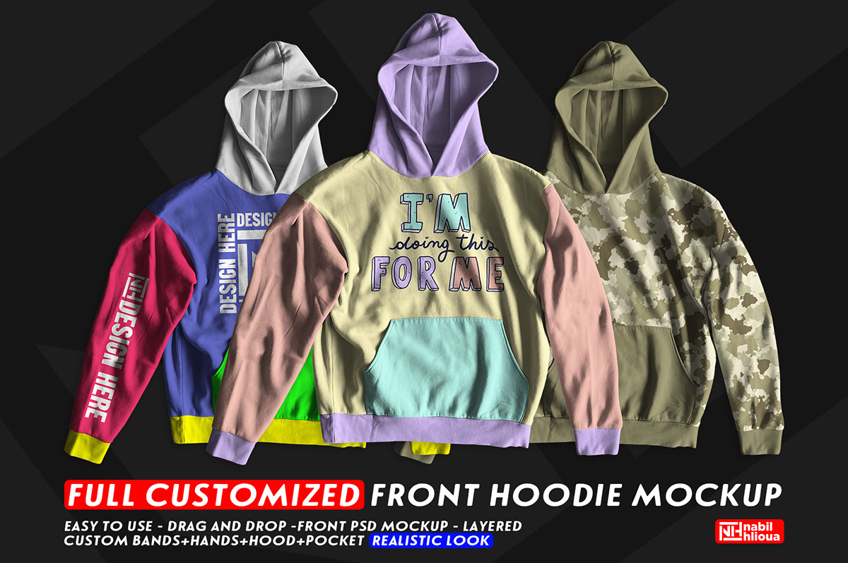 full custom front Hoodie Mockup psd template rendition image