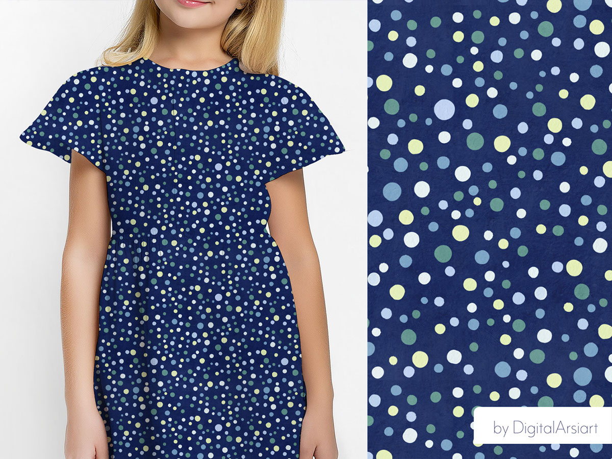 Deep blue polka dots seamless pattern Kids modern spots rendition image