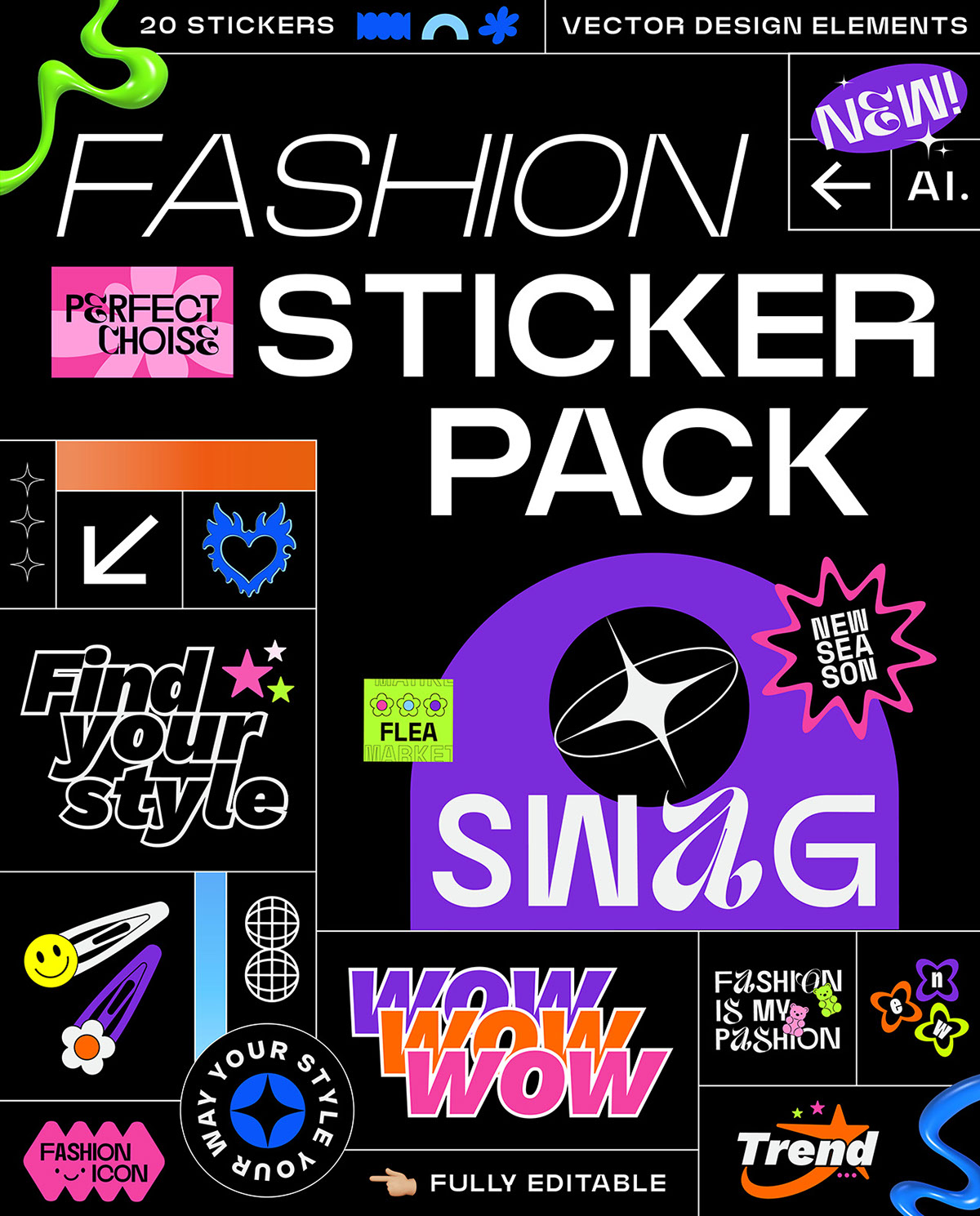Fashionista Sticker Pack rendition image