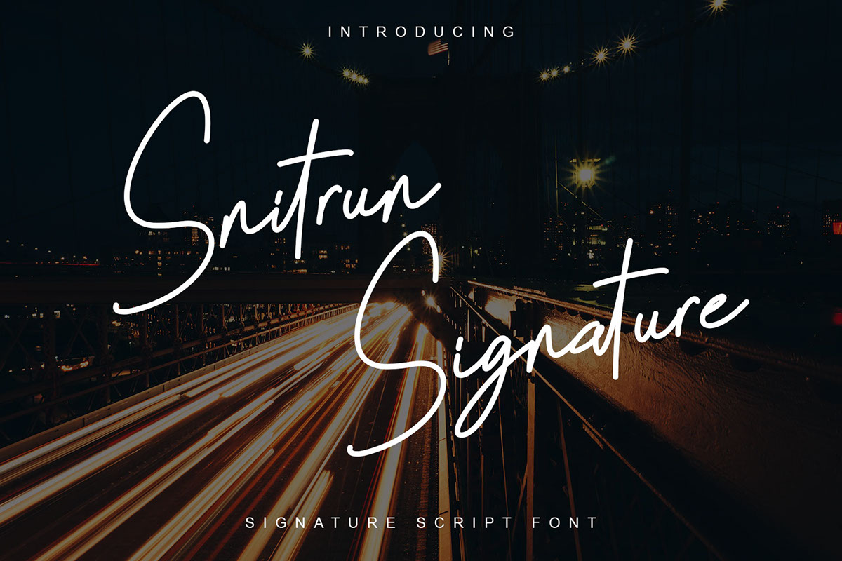 Snitrun Signature Font rendition image