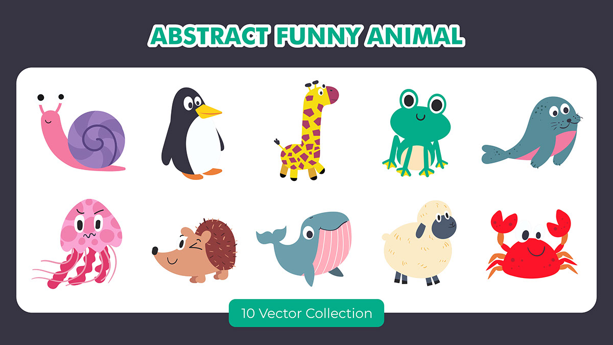 Abstract Funny Animal Element Set rendition image