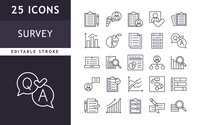 Survey icon set editable stroke