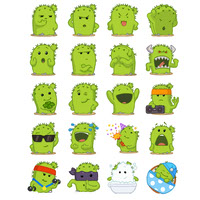 Cactus emoji Cartoon with Different Expression