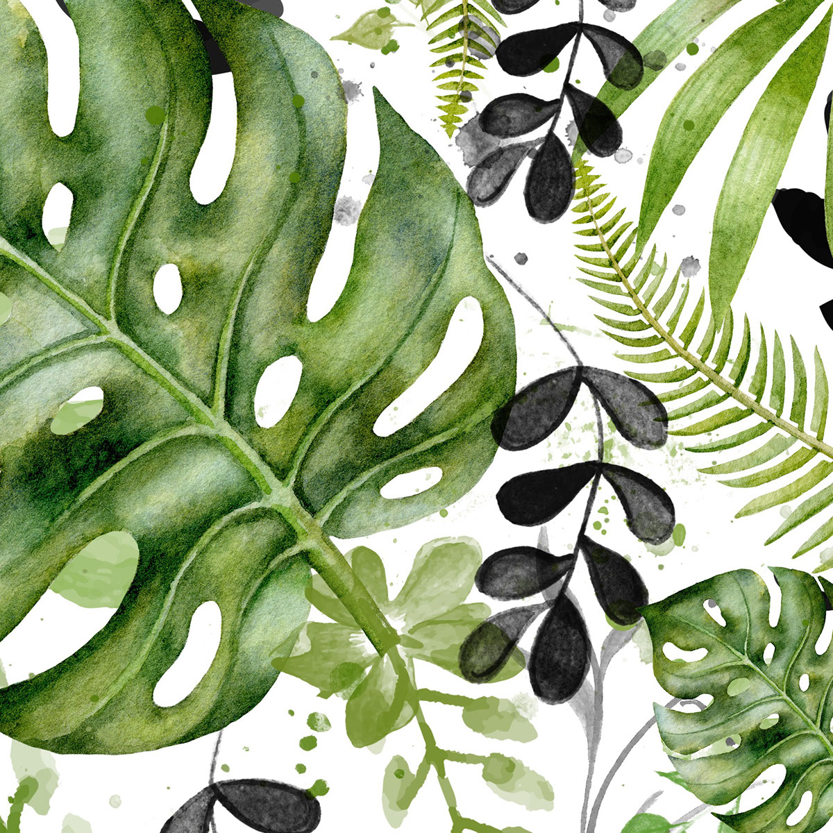 Tropical Greenery Pattern 12x12 inches rendition image