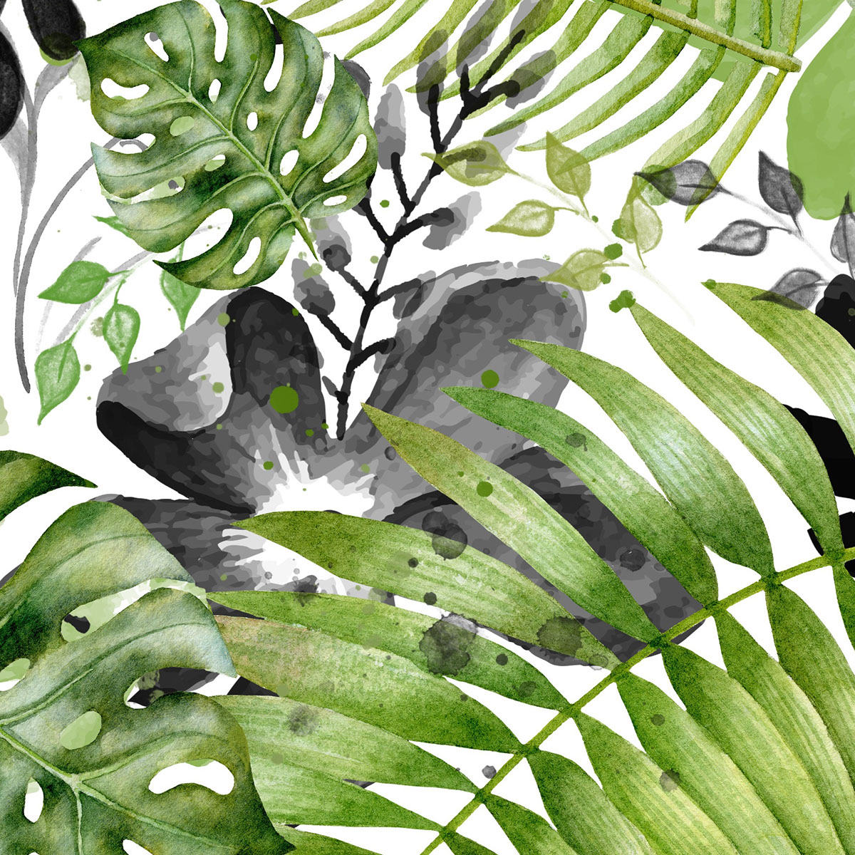 Tropical Greenery Pattern 12x12 inches rendition image