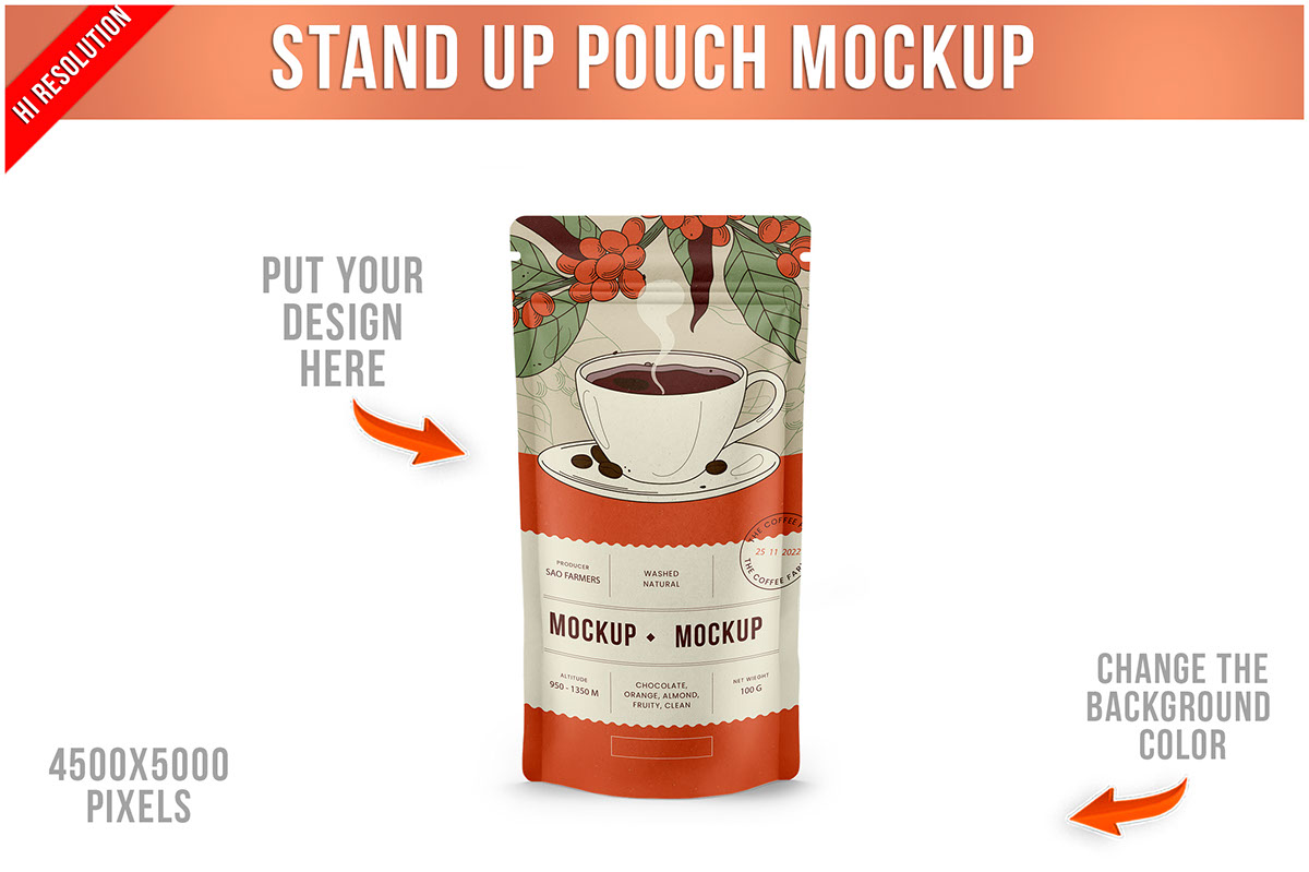 Kraft Paper Stand Up Pouch Mockup rendition image