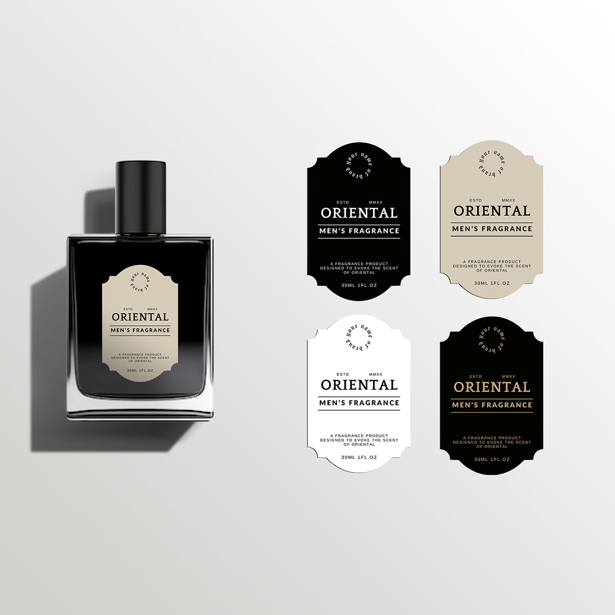 PP004-Box and label template Perfume 30ml rendition image