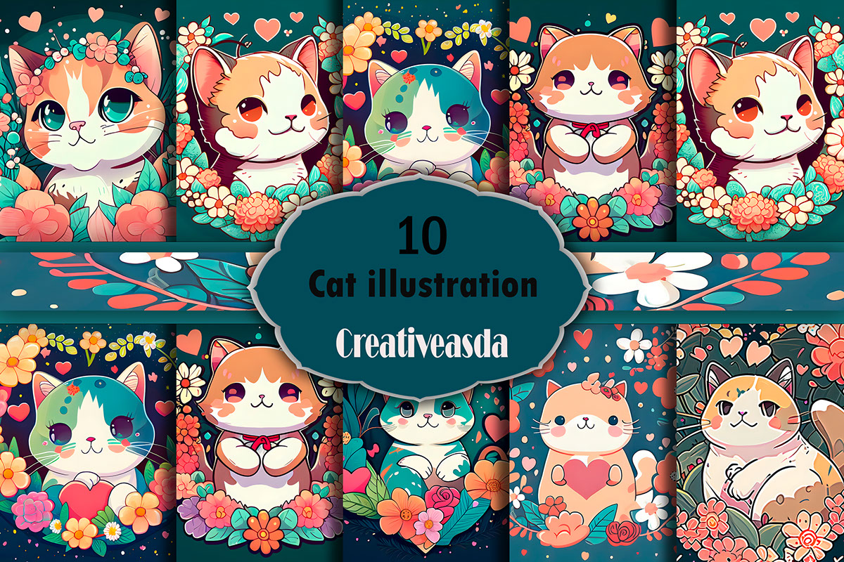 Cat Cartoon Animals cute Paper Art illustrations rendition image