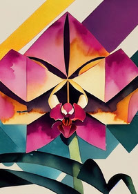 10 kubistische Art Deco Orchideen