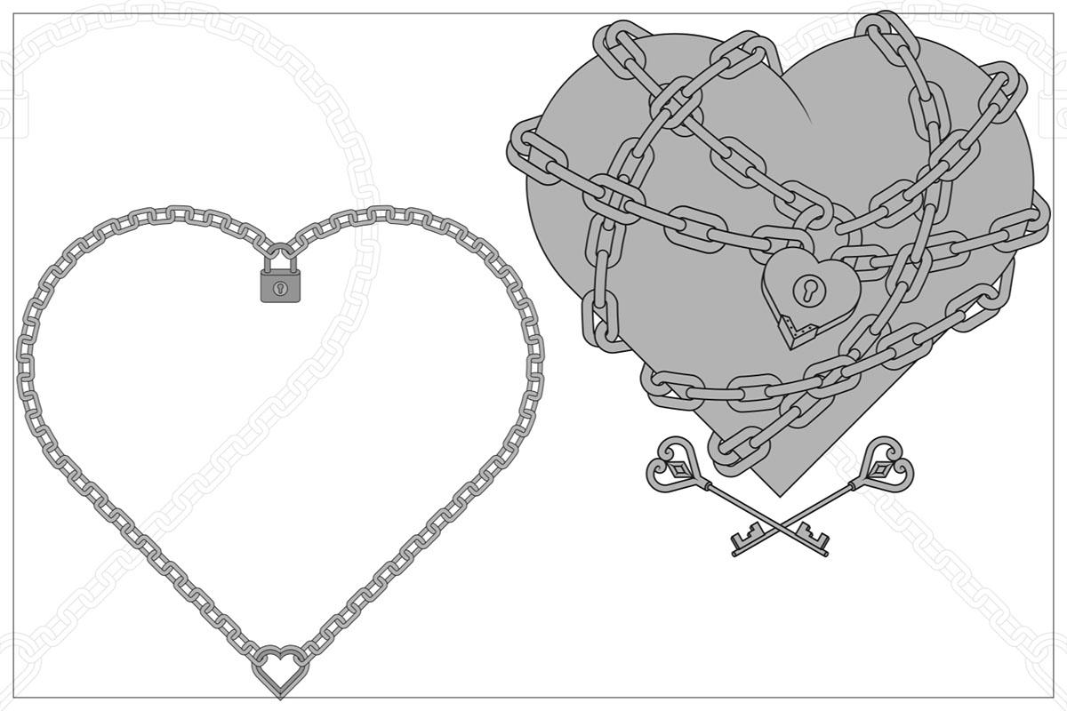 Chain padlocks and love rendition image