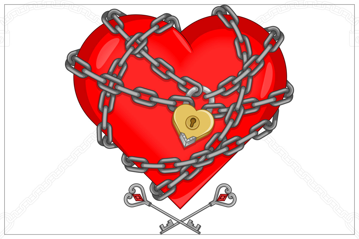 Chain padlocks and love rendition image