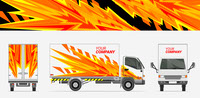 Flat fire shape abstract illustration truck sticker wrapper