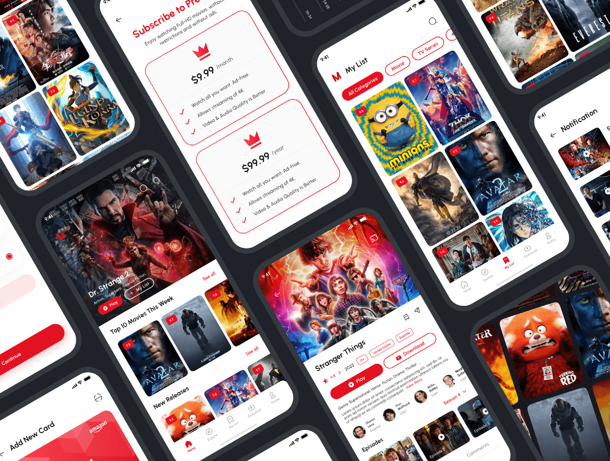 Size Stream App Mova - Movie Streaming App UI Kit on Behance :: Behance