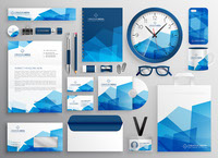 Abstract blue business stationery set