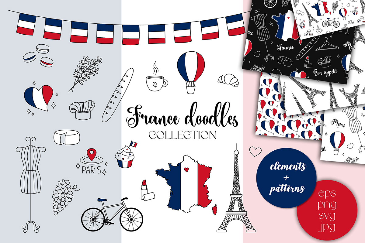 France Doodles Collection rendition image
