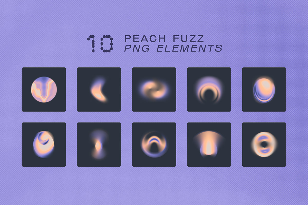 Peach fuzz full pack 10 png and 30 backgrounds rendition image