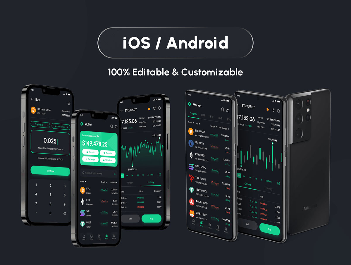 Coino - Crypto Trading - Crypto Market App UI Kit rendition image