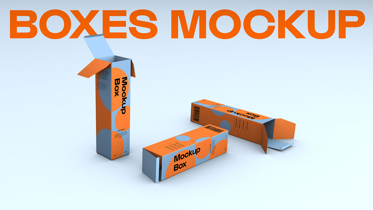 Mockup 3 scattered boxes rendition image
