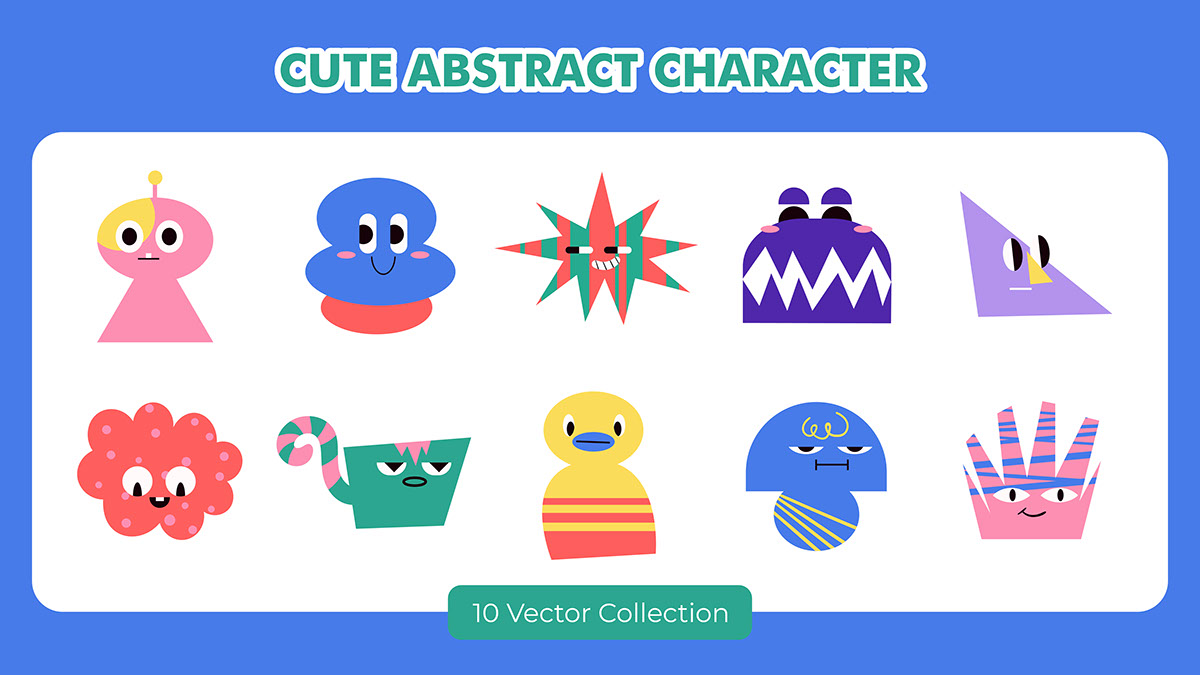 Cute Abstract Character Vector Set rendition image
