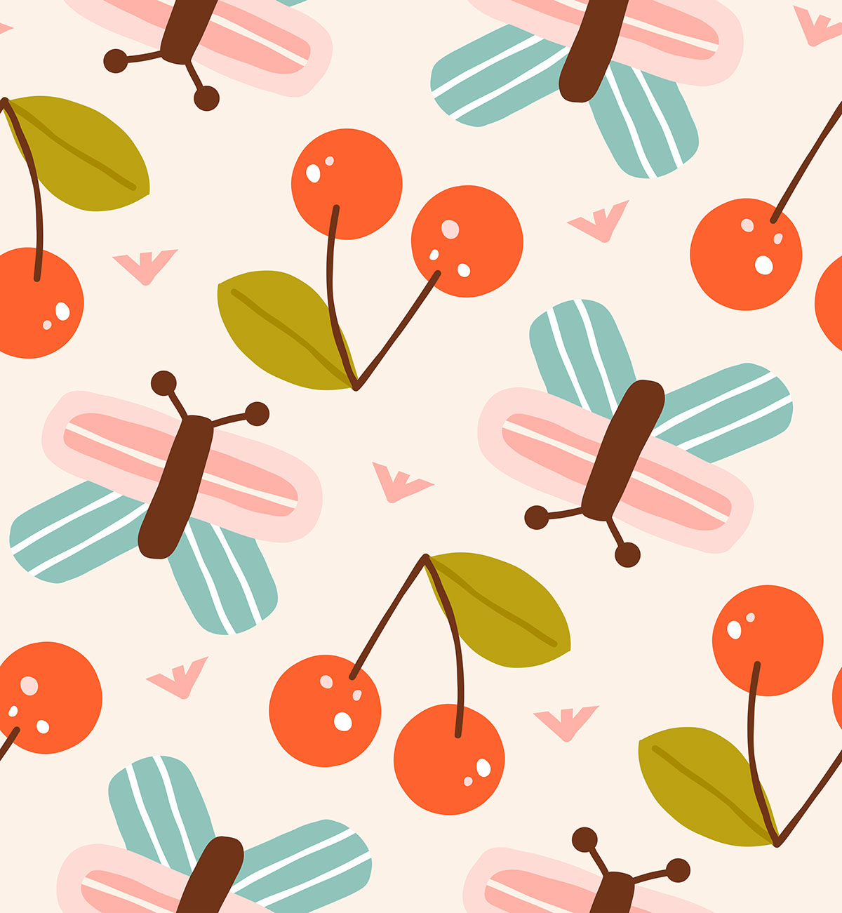 pattern-butterfly-cherries rendition image