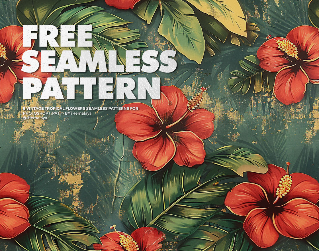 8 Vintage Tropical Flowers Seamless Patterns rendition image