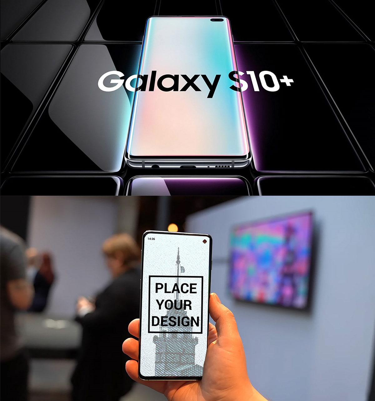 Samsung Galaxy S10 and S10 Plus Mockup rendition image