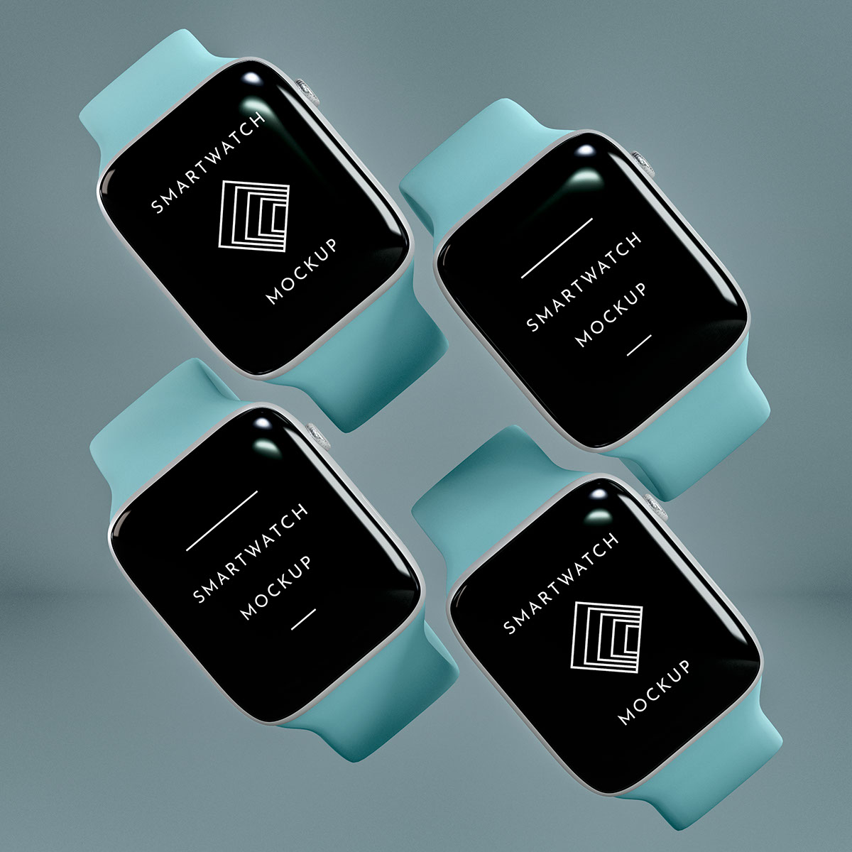 Modern smartwatches with screen mock-up arrangement rendition image