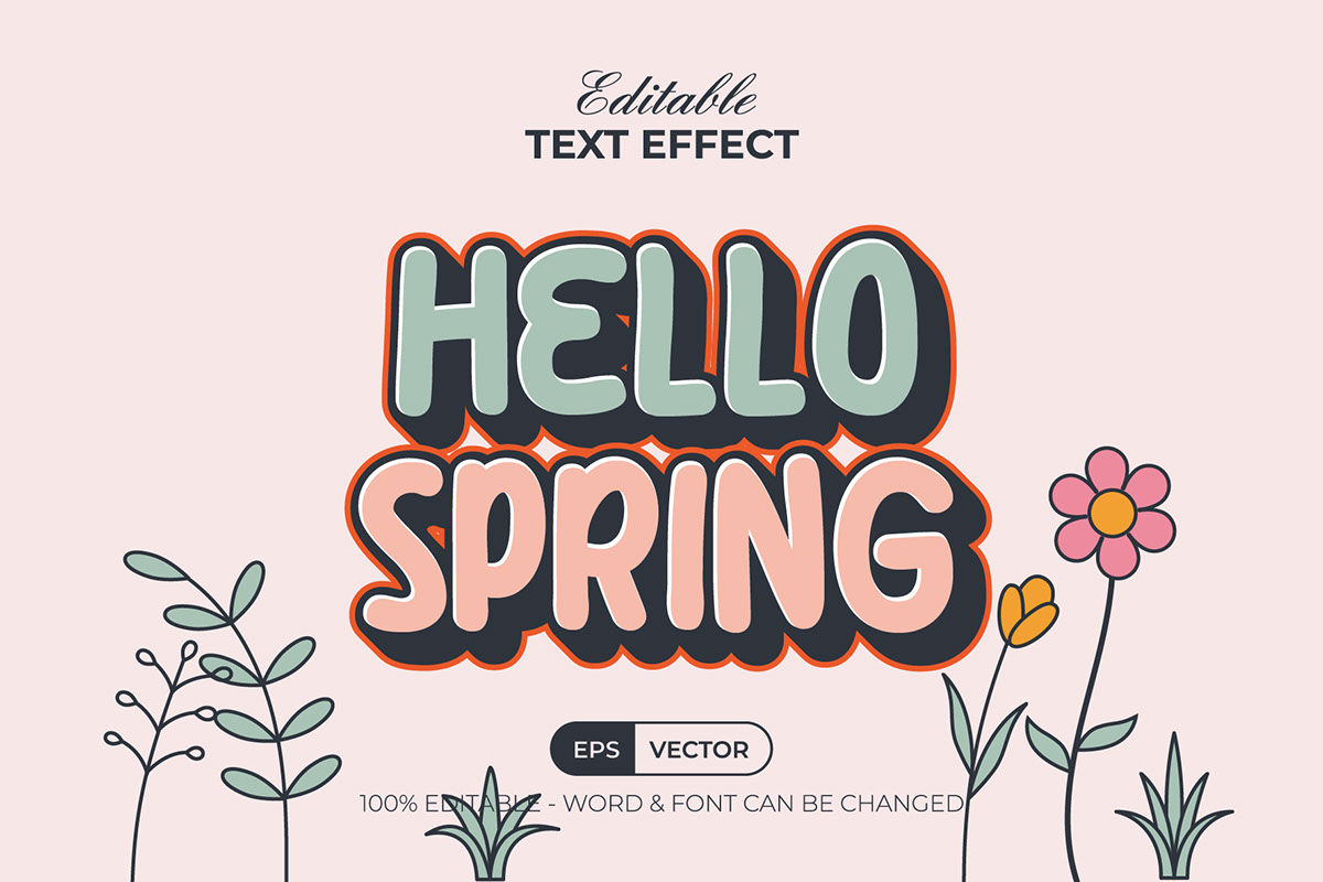 Text Effect Hello Spring rendition image