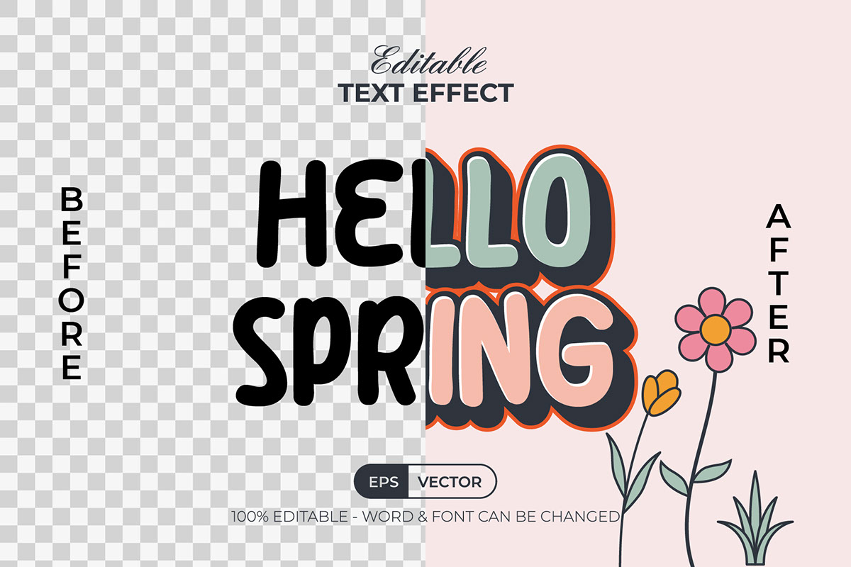 Text Effect Hello Spring rendition image