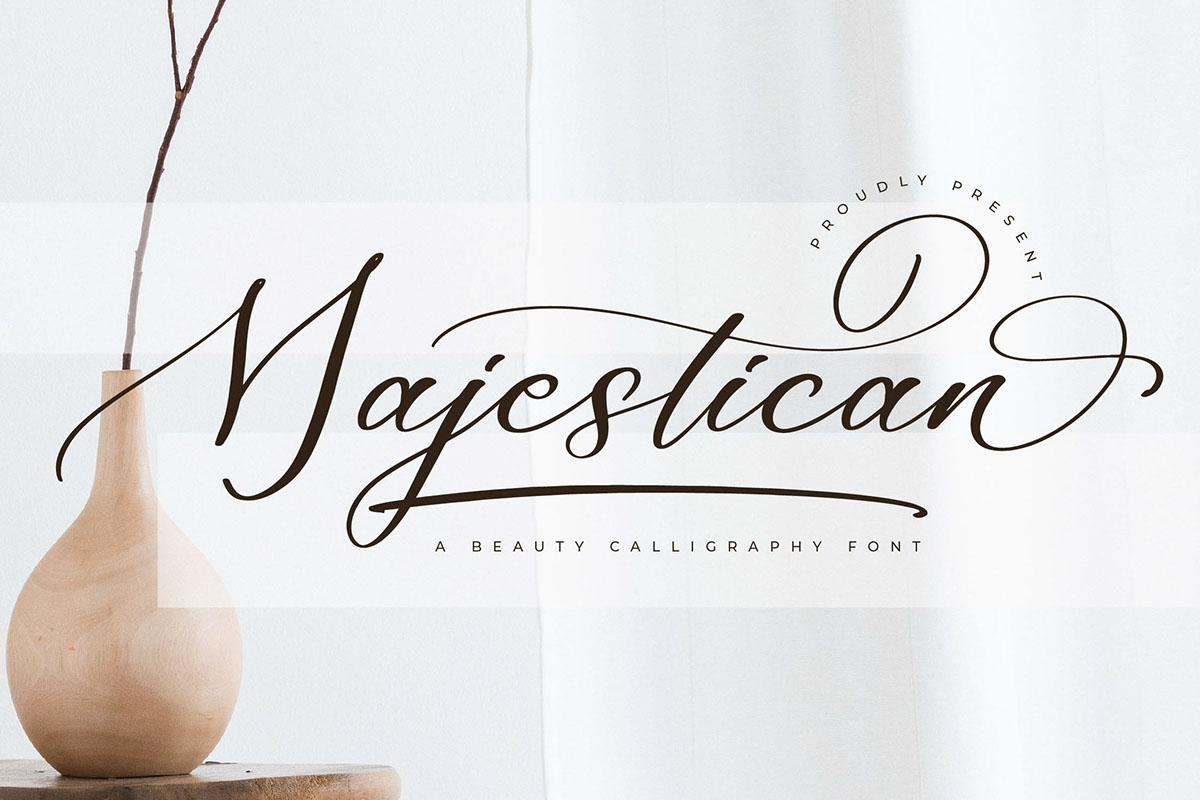 Majestican - Beauty Calligraphy Font rendition image