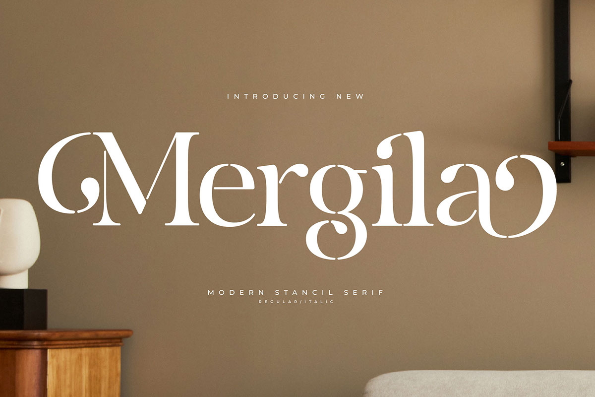 Mergila - Modern Stancil Serif rendition image