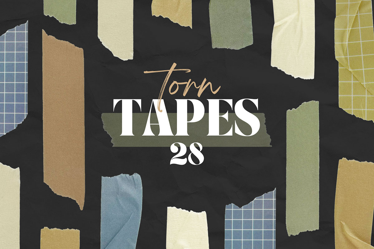 28 Colorful Torn Tapes rendition image