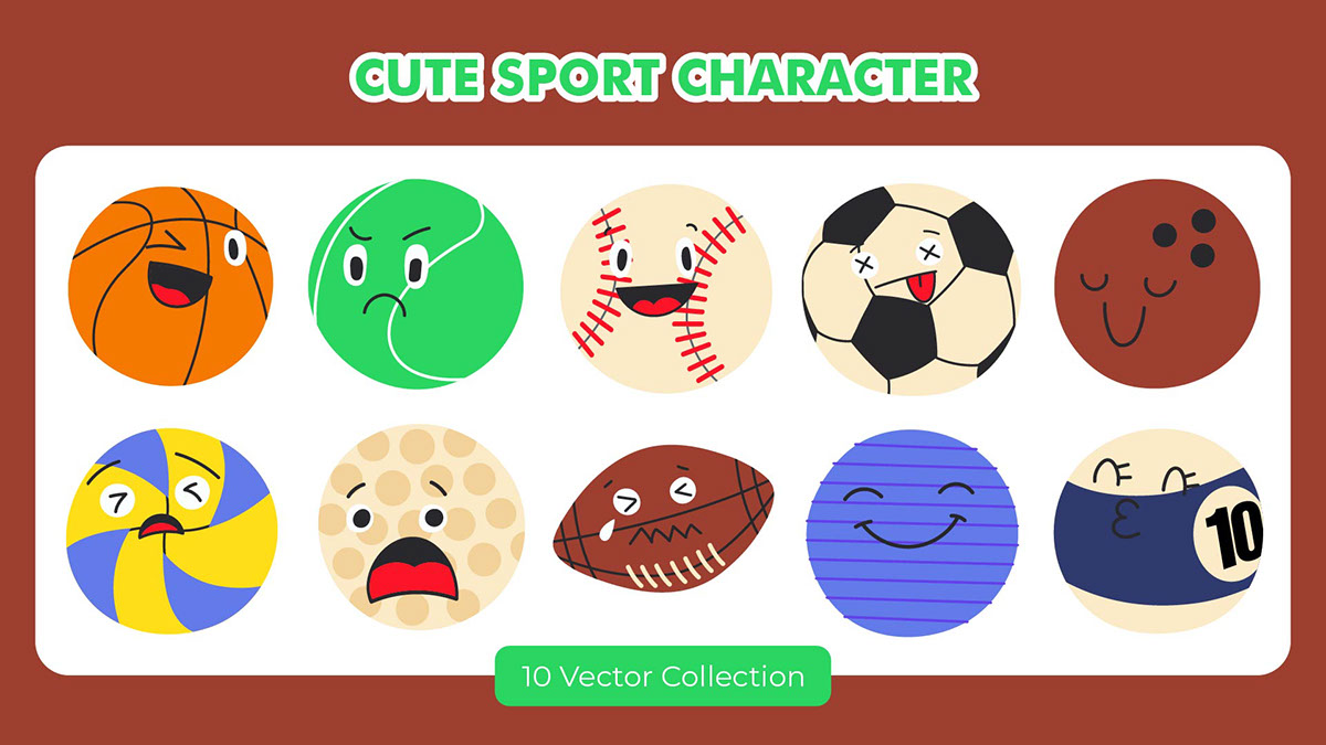 Cute Sport Character Vector Set rendition image