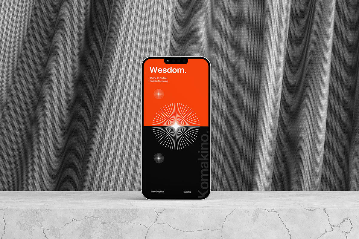 iPhone Mockup with Curtain background rendition image