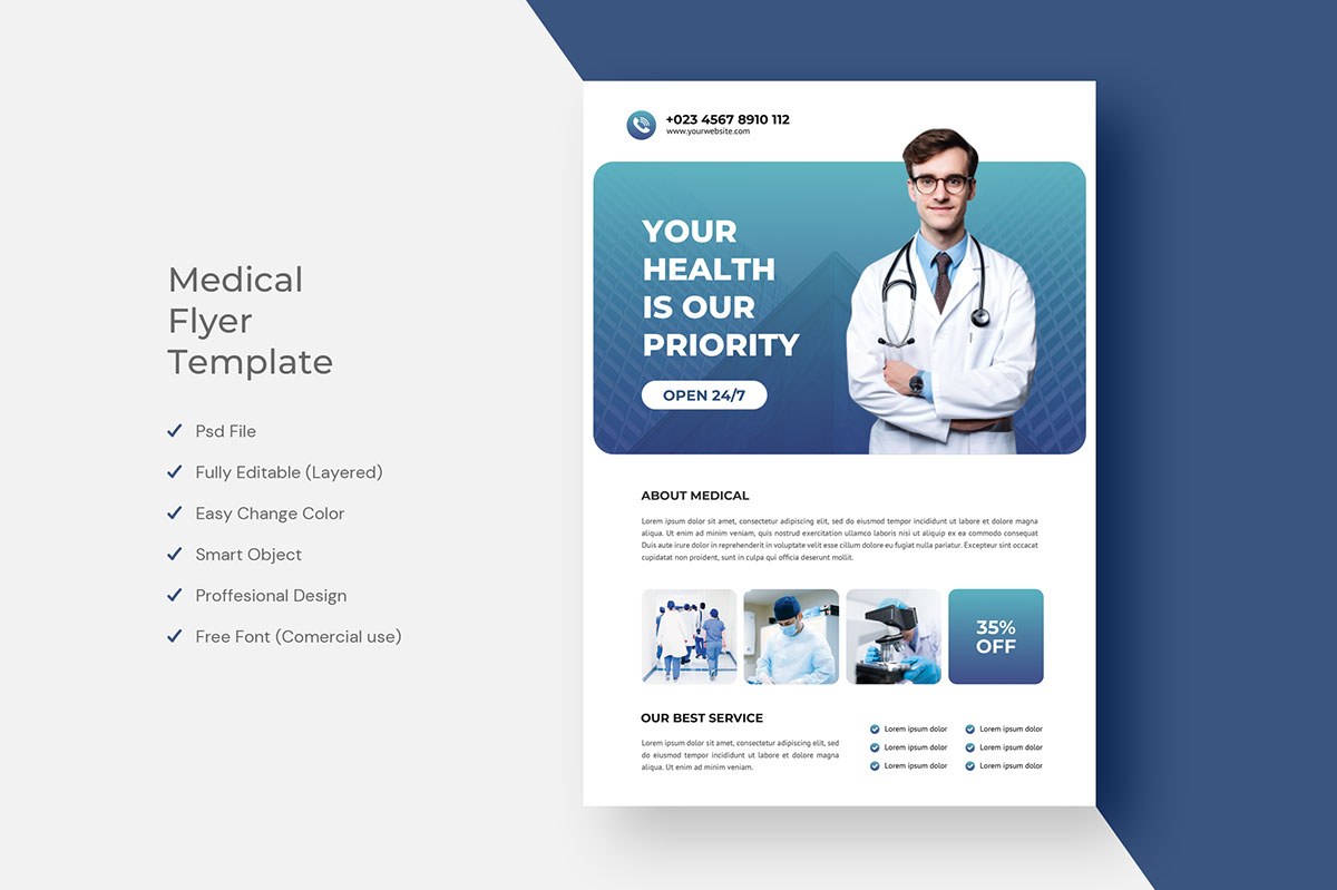 Medical Flyer Template Design rendition image