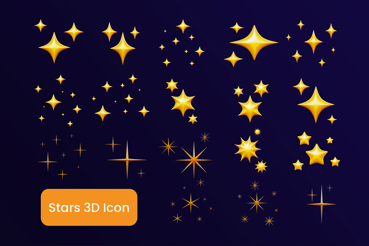 Sparkling Stars 3D Icon rendition image