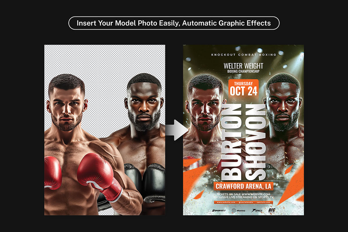 Boxing Flyer Template PSD rendition image