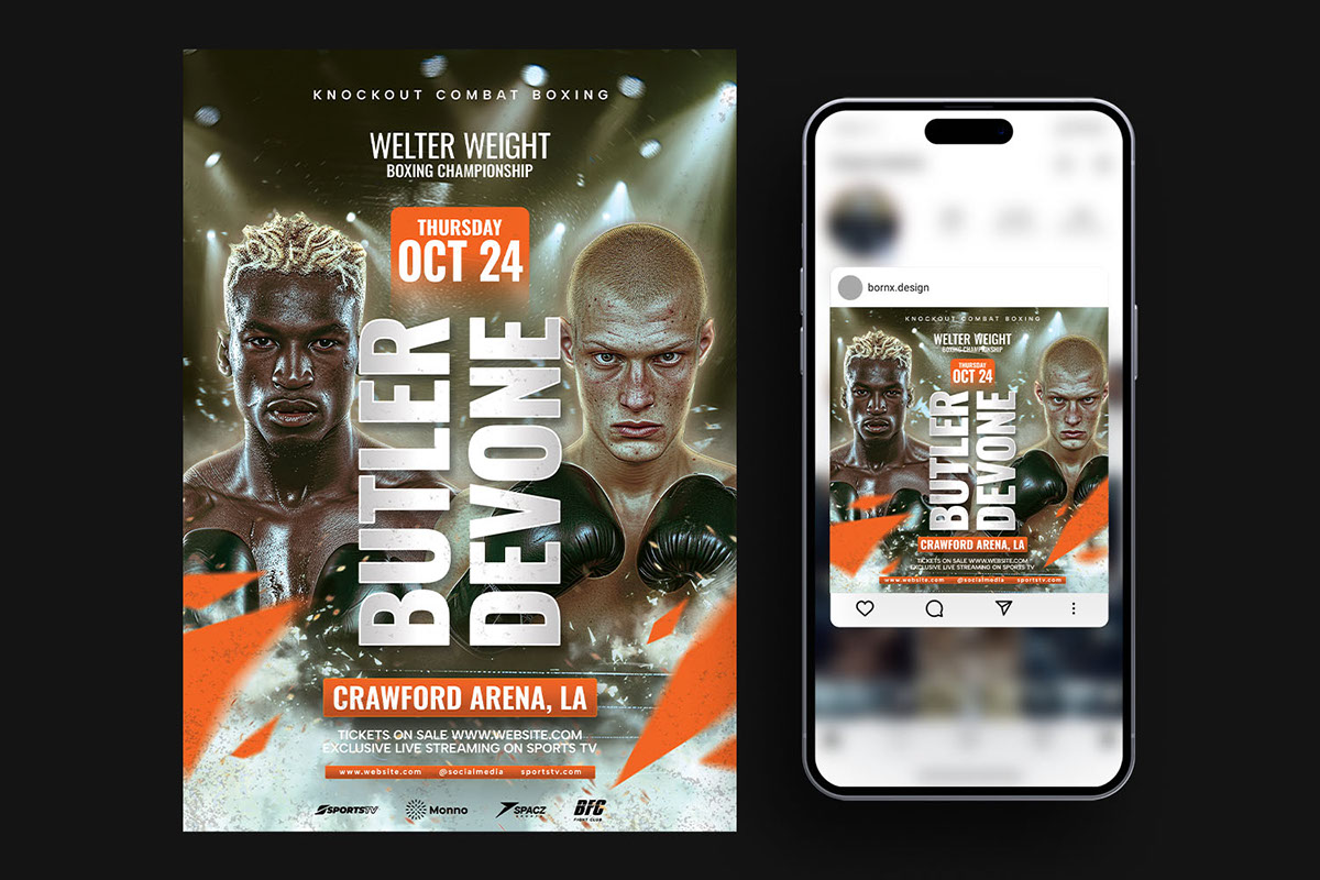 Boxing Flyer Template PSD rendition image
