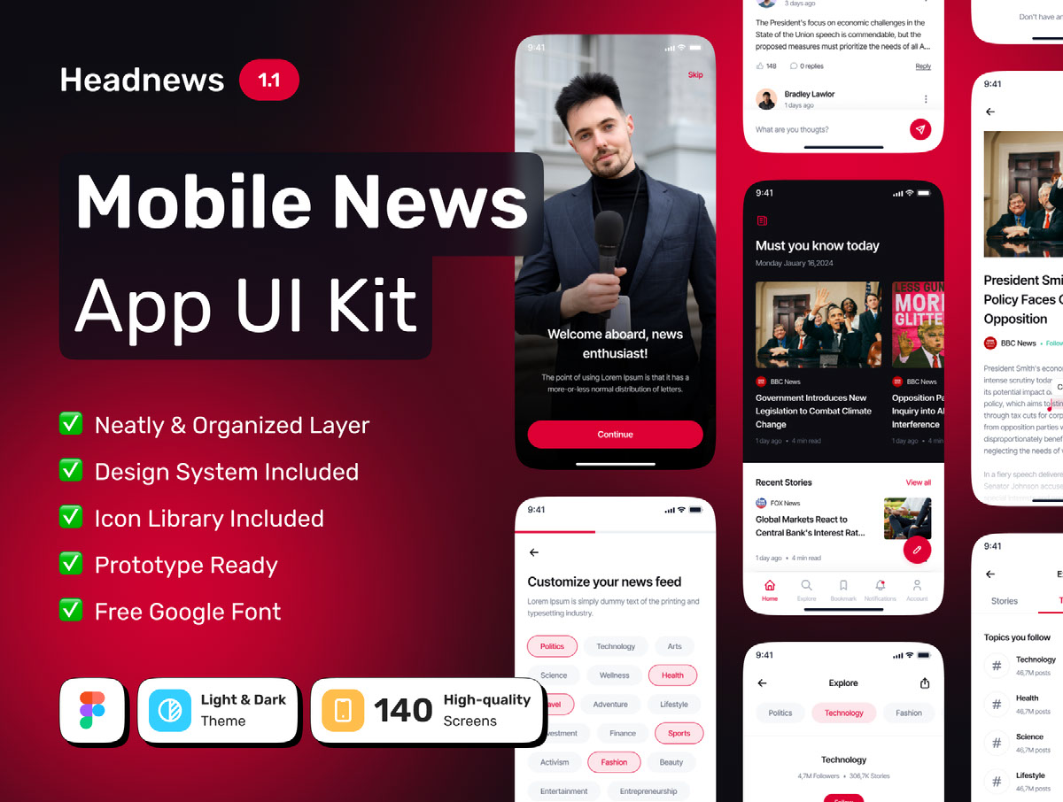 Mobile News App UI Kit on Behance :: Behance