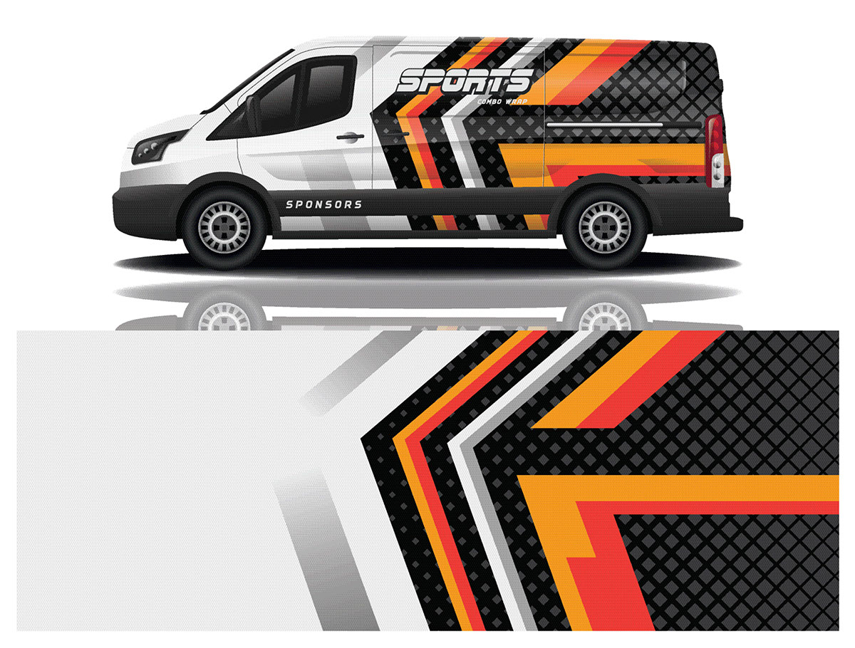 Van car wrapping decal rendition image