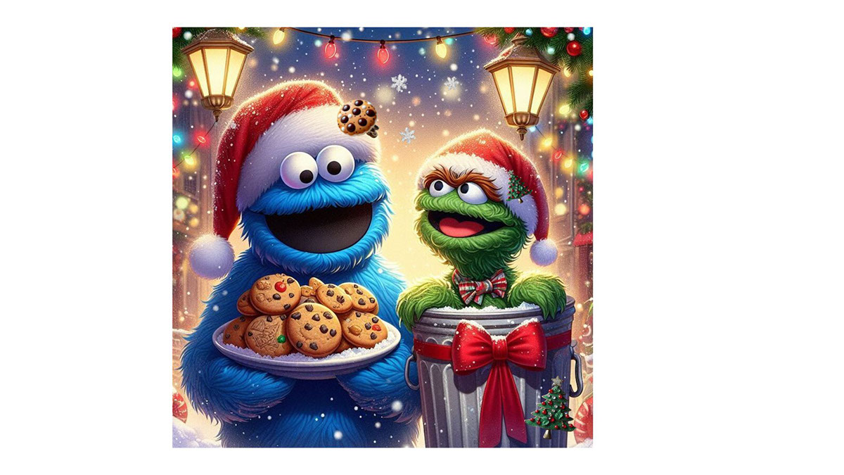 Cookie Monster and Oscar the Grouch rendition image